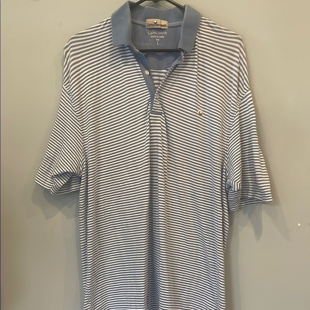 Classic Striped Polo Shirt - Light Blue & White